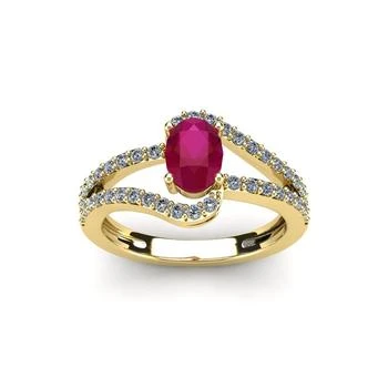 SSELECTS | 1 1/3 Carat Oval Shape Ruby And Fancy Diamond Ring In 14 Karat Yellow Gold,商家Premium Outlets,价格¥4072