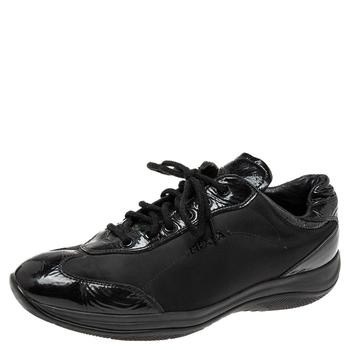 [二手商品] Prada | Prada Black Nylon And Patent Leather Low Top Sneakers Size 39商品图片,3.6折