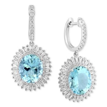 商品Effy | EFFY® Aquamarine (9-1/3 ct. t.w.) & Diamond (1-3/4 ct. t.w.) Halo Drop Earrings in 14k White Gold,商家Macy's,价格¥58537图片
