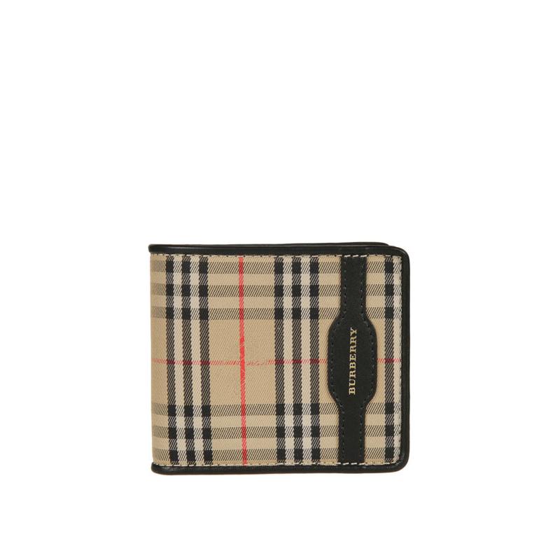 burberry包手提包, Burberry | BURBERRY 男士米色格纹棉质和皮革双折钱包 8006882商品图片 独家减免邮费