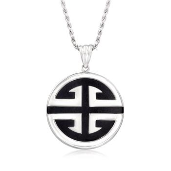 商品Ross-Simons | Ross-Simons Black Jade "Longevity" Pendant Necklace in Sterling Silver,商家Premium Outlets,价格¥1138图片