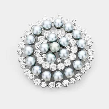 FASHNZFAB | Stone Pearl Cluster Circle Pin Brooch,商家Premium Outlets,价格¥264