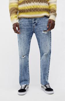 推荐Medium Indigo Ripped Straight Jeans商品