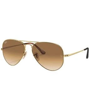 Ray-Ban | Ray-Ban Gold Metal Pilot Light Brown Unisex Sunglasses RB3689 914751 58 5.4折
