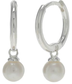 推荐Huggie Hoop with Pearl Drop Earrings商品