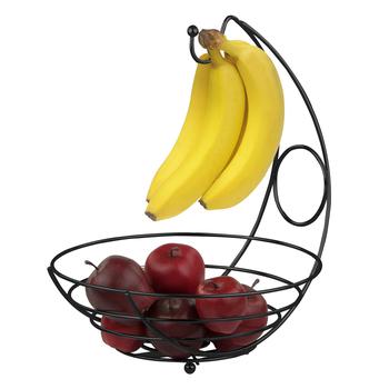 商品Home Basics Wire Collection Fruit Bowl with Banana Tree, Black图片
