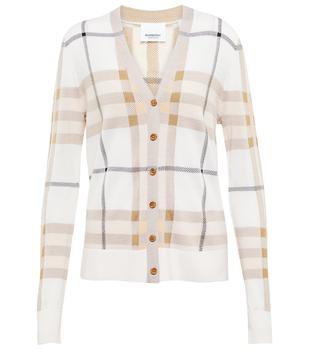 Checked intarsia wool-blend cardigan product img