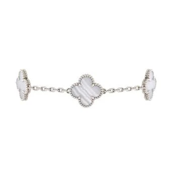 [二手商品] Van Cleef & Arpels | Vintage Alhambra 5 Motifs Bracelet 18K White Gold and Chalcedony,商家Premium Outlets,价格¥38624