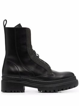 美国Brunello Cucinelli, Brunello Cucinelli | Brunello Cucinelli Women's  Black Leather Ankle Boots商品图片 0.6折
