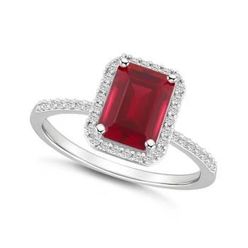 Macy's | Lab-Grown Ruby (2 ct. t.w.) and Lab-Grown Sapphire (1/4 ct. t.w.) Halo Ring in 10K White Gold,商家Macy's,价格¥2947