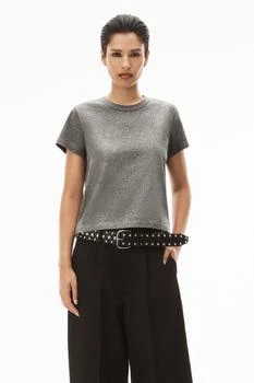 推荐T By Alexander Wang Women Glitter Essential Jersey Shrunk Puff Logo Tee商品