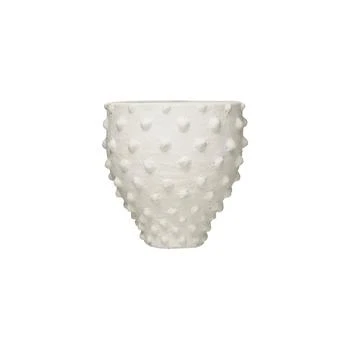 Storied Home | 9.75"H Textured Terracotta Planter with Pointed Polka Dot Design Hold,商家Macy's,价格¥704