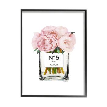 商品Fashion Designer Flower Bottle Pink Watercolor Black Framed Giclee Texturized Art, 11" x 14"图片