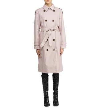 推荐Badgley Mischka Women's Vegan Leather Mid-Length Double Breasted Trench Coat商品