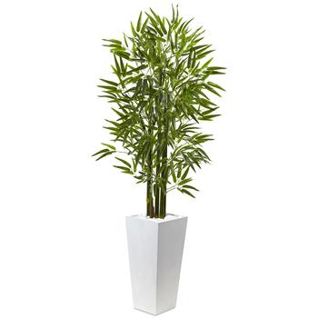 商品5' Bamboo UV-Resistant Indoor/Outdoor Artificial Tree with White Planter图片