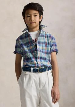 Ralph Lauren | Boys 8-20 Plaid Cotton Oxford Short Sleeve Shirt,商家Belk,价格¥168