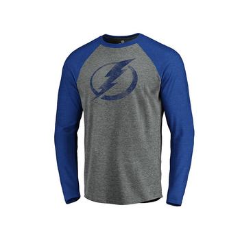 Majestic, Majestic | Men's Tampa Bay Lightning Vintage Logo Tri-Blend Long-Sleeve Raglan Shirt商品图片 7.4折