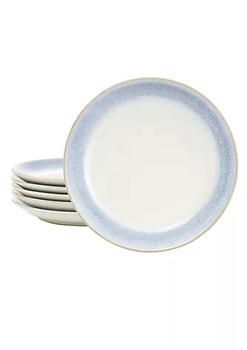 商品Gibson Everyday Blue Rim 8.25 Inch 6 Piece Stoneware Salad Plate Set in Blue图片