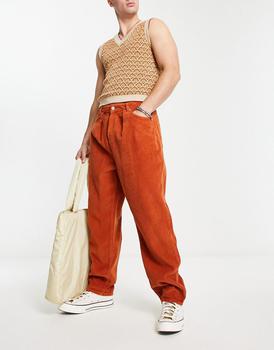 ASOS | ASOS DESIGN balloon jeans in orange corduroy商品图片,