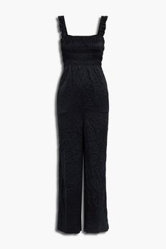 ganni裙, Ganni | Shirred crinkled-satin wide-leg jumpsuit商品图片 4折