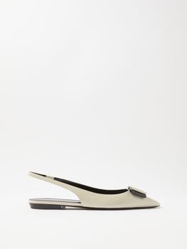 ysl高跟鞋价格, Yves Saint Laurent | Anais 10 YSL-logo leather slingback flats商品图片 