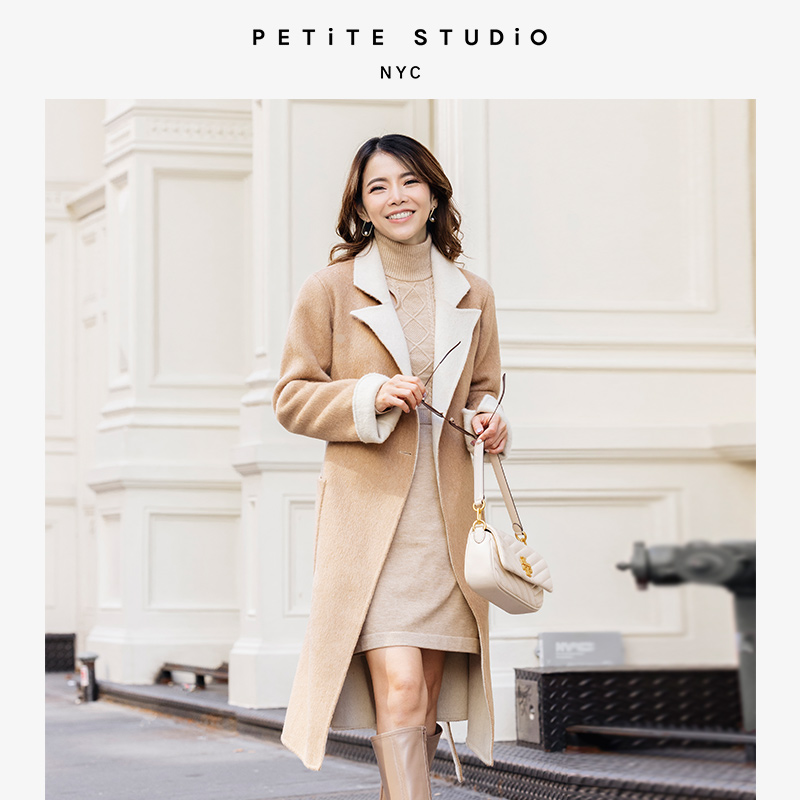 Petite Studio NYC | Payton驼米拼色温柔质感双面穿羊毛大衣 | Payton Reversible Wool Coat - Camel & Ivory商品图片,额外7折, 包邮包税, 额外七折