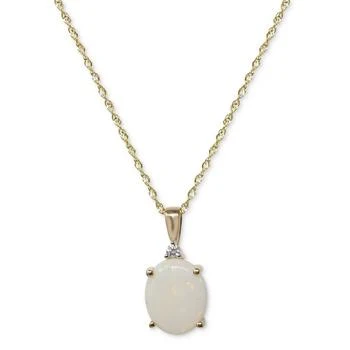 Macy's | Opal (1-3/4 ct. tw.) & Diamond Accent Oval Pendant Necklace in 14k Gold, 16" + 2" extender 