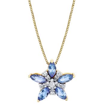商品Tanzanite (3/4 ct. t.w.) & Diamond (1/10 ct. t.w.) Star 18" Pendant Necklace in 14k Gold图片