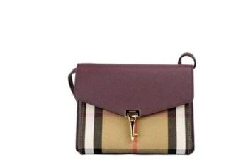 推荐Burberry Macken Small Mahogany Red House Check Derby Leather Crossbody Bag Purse商品