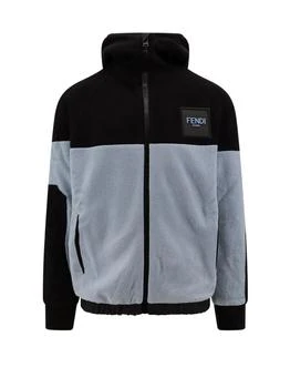 Fendi | Fendi Fleece Logo Patch Zipped Hoodie 6.2折