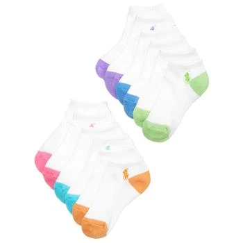 6-Pack Flat Knit Low-Cut Socks, Little Girls & Big Girls