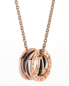 bvlgari项链怎么选, BVLGARI | B.Zero1 18k Rose Gold Black Ceramic Charm Necklace商品图片 
