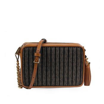 mk风琴包怎么选, Michael Kors | MICHAEL KORS JET SET CHARM BROWN LOGO CROSSBODY BAG商品图片 