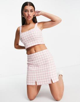 S Rothschild & CO衣服, ASOS | ASOS DESIGN mini 90s skirt with notch hem in pink boucle co-ord商品图片 5折