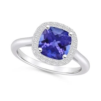 Macy's | Tanzanite (2-1/3 ct. t.w.) & Diamond (1/4 ct. t.w.) Cushion Halo Ring in 14k Gold,商家Macy's,价格¥29182