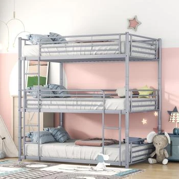Simplie Fun | Full-Full-Full Metal Triple Bed with Built-in Ladder,商家Premium Outlets,价格¥5100
