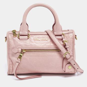 product Miu Miu Pink Vitello Shine Leather Bauletto Satchel image