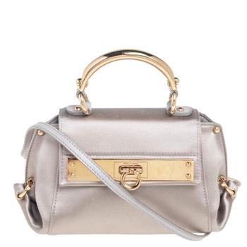 菲拉格慕包女包, [二手商品] Salvatore Ferragamo | Salvatore Ferragamo Grey Satin Mini Sofia Crossbody Bag商品图片 2.3折