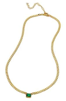 Savvy Cie Jewels | 18K Gold Plated Sterling Silver Simulated Emerald Necklace,商家Nordstrom Rack,价格¥730