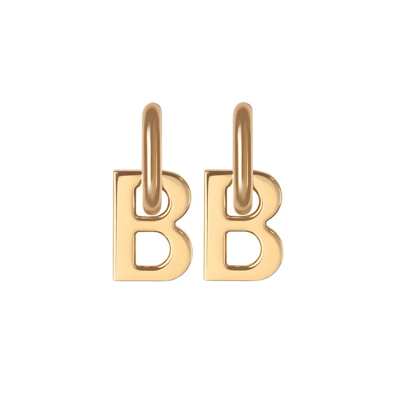 推荐巴黎世家（BALENCIAGA）女士XS型闪亮金色黄铜字母B耳环商品