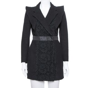 推荐Prada Black Wool & Lace Paneled Coat S商品