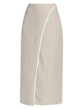 推荐Linen Wrap Midi-Skirt商品