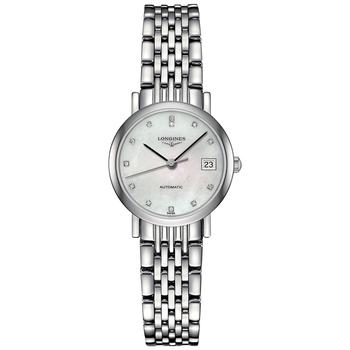 Longines | Women's Swiss Automatic The Longines Elegant Collection Diamond Accent Stainless Steel Bracelet Watch 26mm L43094876商品图片,