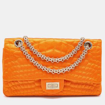 推荐Chanel Orange Crocodile Quilted Satin 2.55 Reissue Classic 225 Flap Bag商品