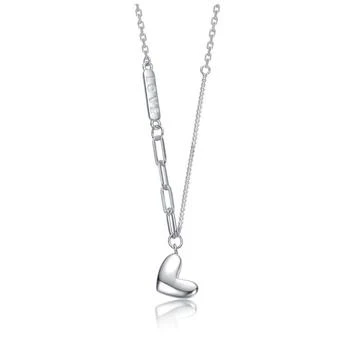 Rachel Glauber | White Gold Plated Sleek Mixed Chain Heart Pendant Necklace,商家Premium Outlets,价格¥274
