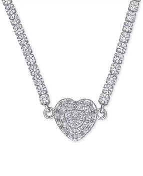 Macy's | Lab-Created Ruby (13 ct. t.w.) & Lab Created White Sapphire (1-1/4 ct. t.w.) Heart 17" Pendant Necklace in Sterling Silver,商家Macy's,价格¥4861