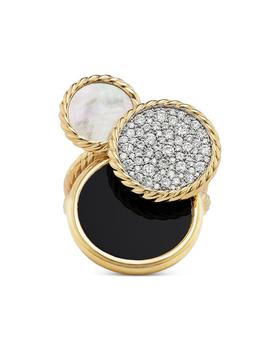 商品David Yurman | DY Elements® Cluster Ring in 18K Yellow Gold with Mother of Pearl, Black Onyx and Pavé Diamonds,商家Bloomingdale's,价格¥27593图片