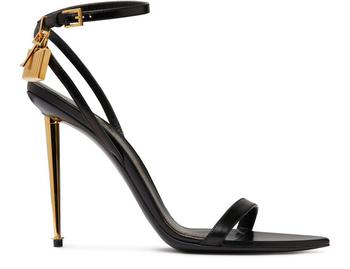 tom ford海淘, Tom Ford | Padlock 金属感鞋跟高跟凉鞋商品图片 