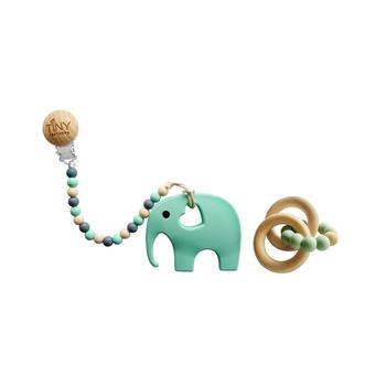 商品3 Stories Trading Tiny Teethers Infant Silicone And Beech Rattle And Teether Gift Set, Elephant图片