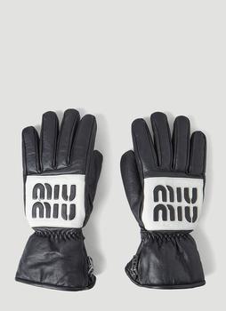 商品Leather Logo Ski Gloves in Black图片